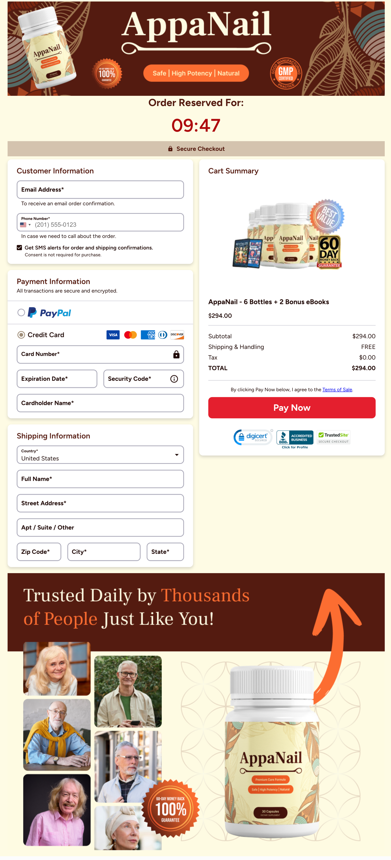AppaNail Official Website Secure Order Page